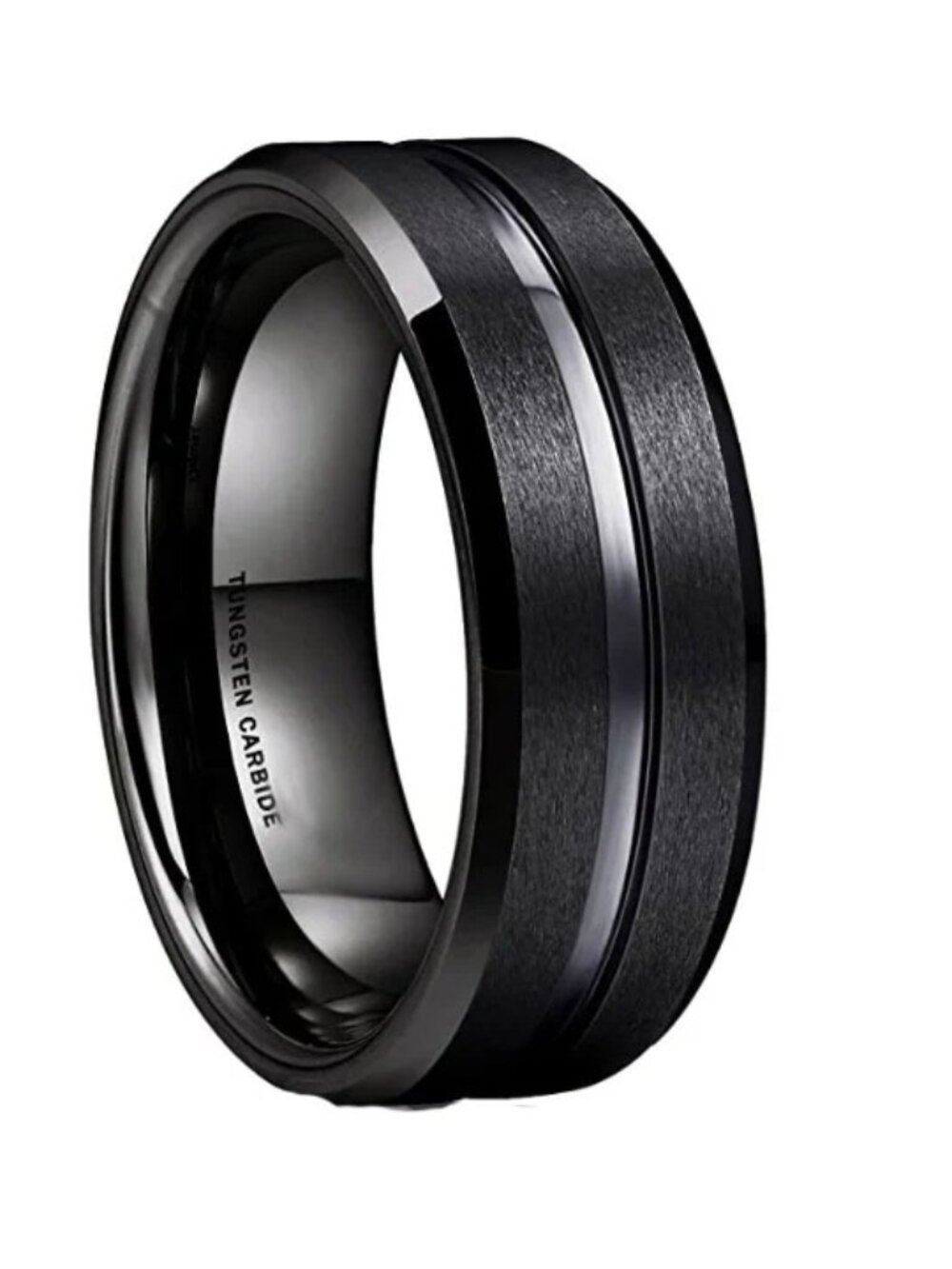 Brand New Black Tungsten Carbide Ring Brushed Finish and Intersecting Grooves 13